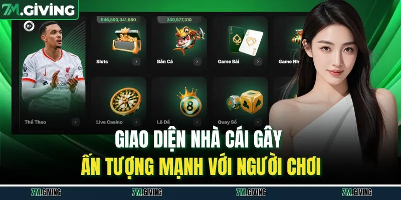 Giao diện nhà cái gây ấn tượng mạnh với người chơi