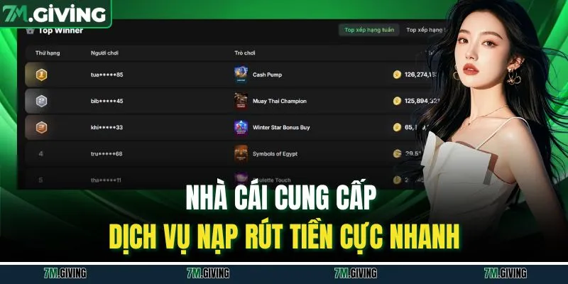 Nhà cái cung cấp dịch vụ nạp rút tiền cực nhanh